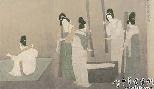 张萱作品欣赏 《捣练图》