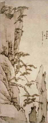 弘仁作品赏析：黄海松石图