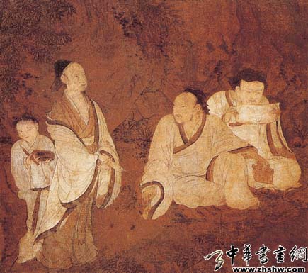 展子虔作品欣赏 － 《游春图》局部